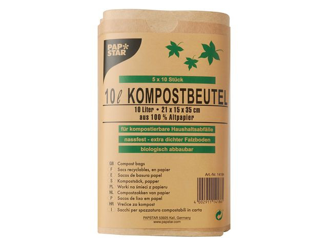 Kompostpåse PURE papp 10L brun 50/fp