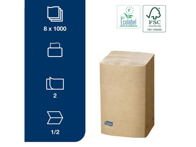 Servett TORK Pre N4 2-lags natur 1000/fp