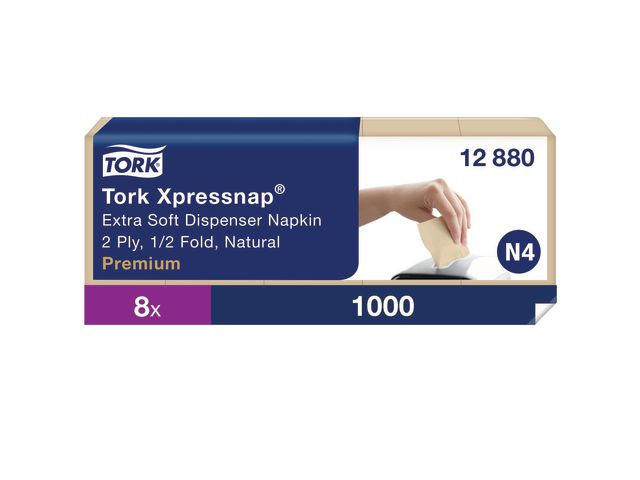Servett TORK Pre N4 2-lags natur 1000/fp
