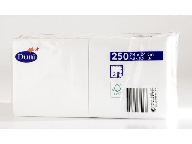 Servett 3-lags 24x24cm vit 250/fp