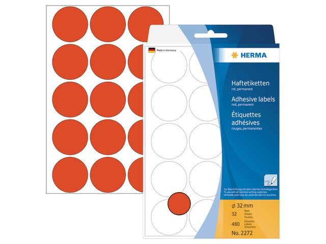 Etikett HERMA Allround 32mm röd 480/fp