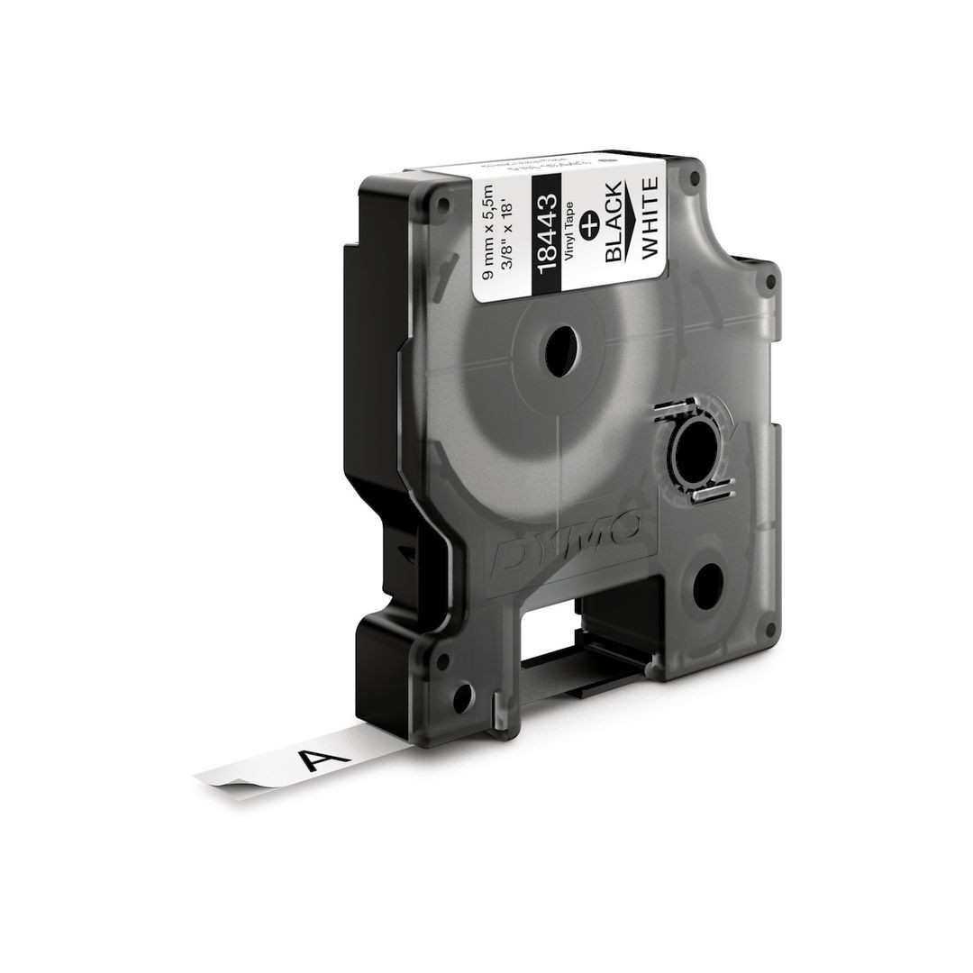 BildeTape Rhino vinyl 9mm x5,5m svart på vit