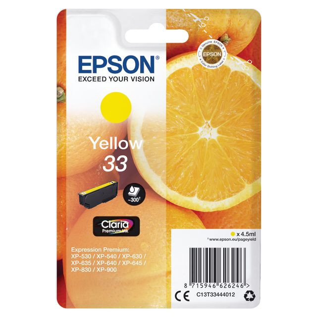 BildeBläckpatron EPSON C13T33444012 gul