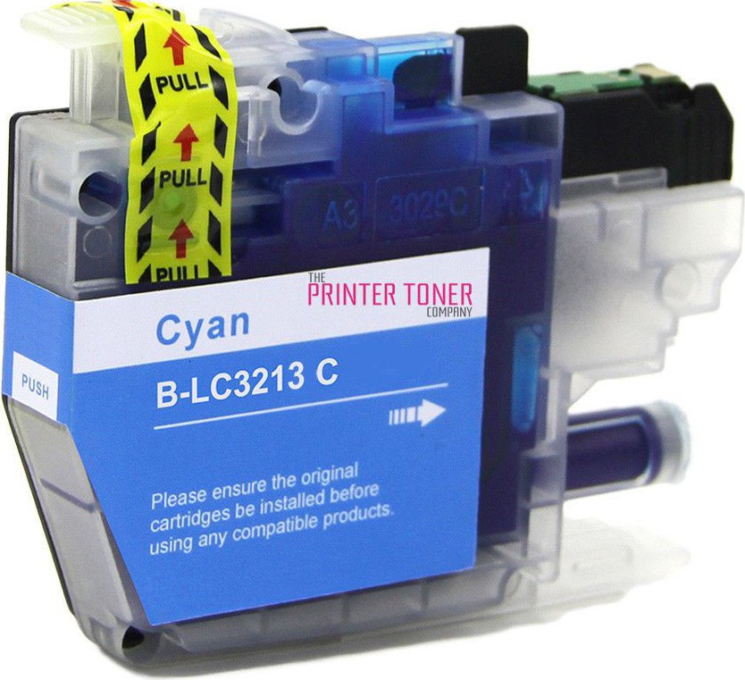 BildeBlekkpatron, erstatter Brother LC3213C Cyan Høykapasitet (400 sider)
