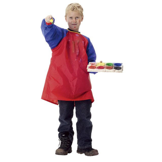 BildeFörkläde med ärmar 5-8år längd 65cm