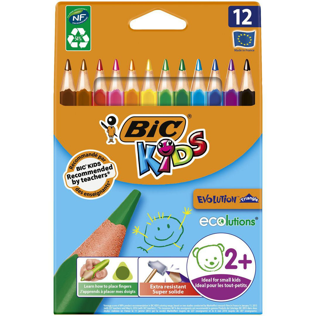 BildeFärgpennna BIC Kids triangel 12 färger