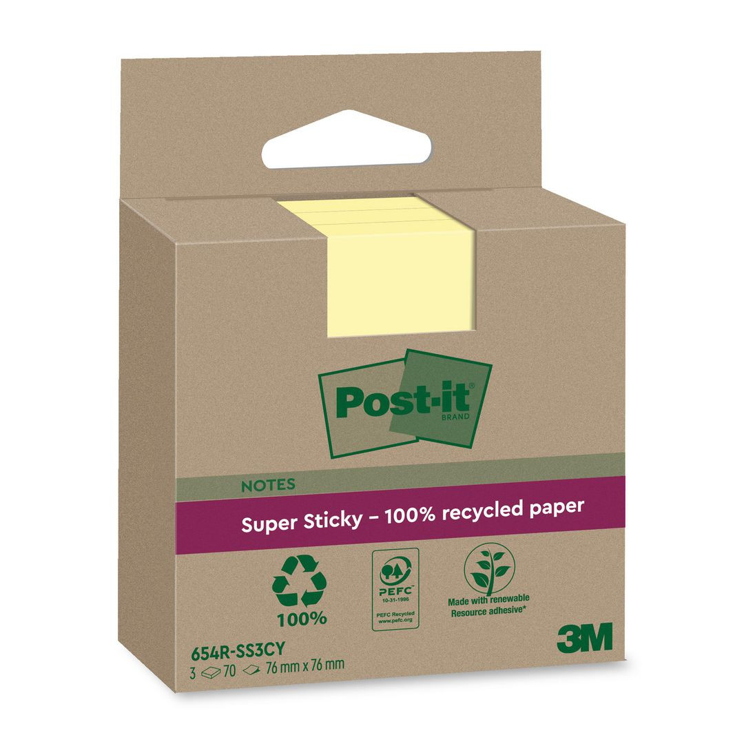 BildeNotes POST-IT SS 76x76mm rec gul 3/fp