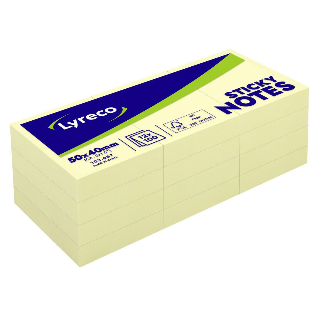 BildeNotes LYRECO standard 40x50mm gul 12/fp