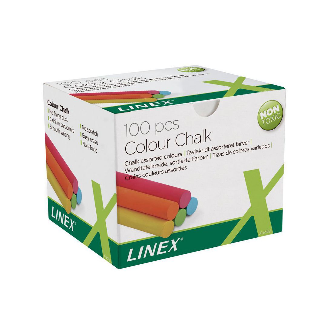 BildeTavelkrita LINEX sort färger 100/fp