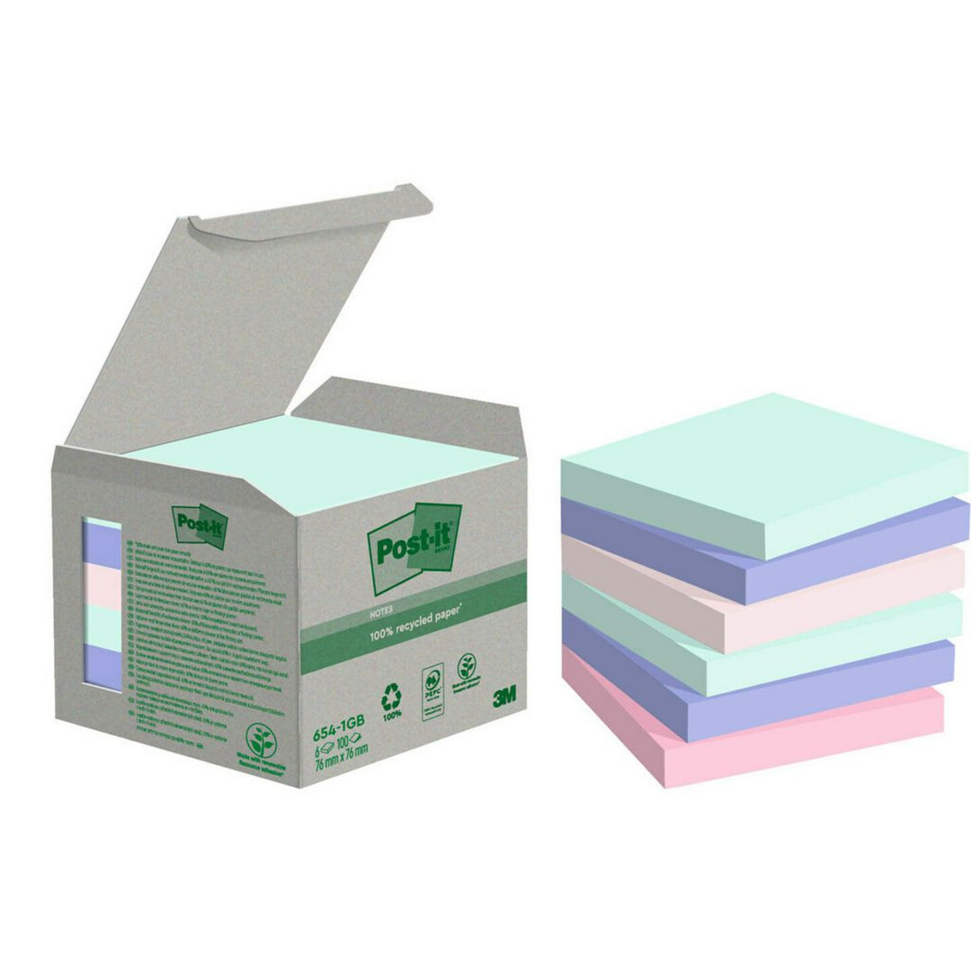 BildeNotes POST-IT 100%recy 76x76 sort.f 6/fp