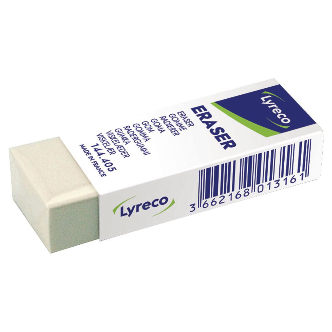 BildeRadergummi LYRECO 62x22x12mm vit