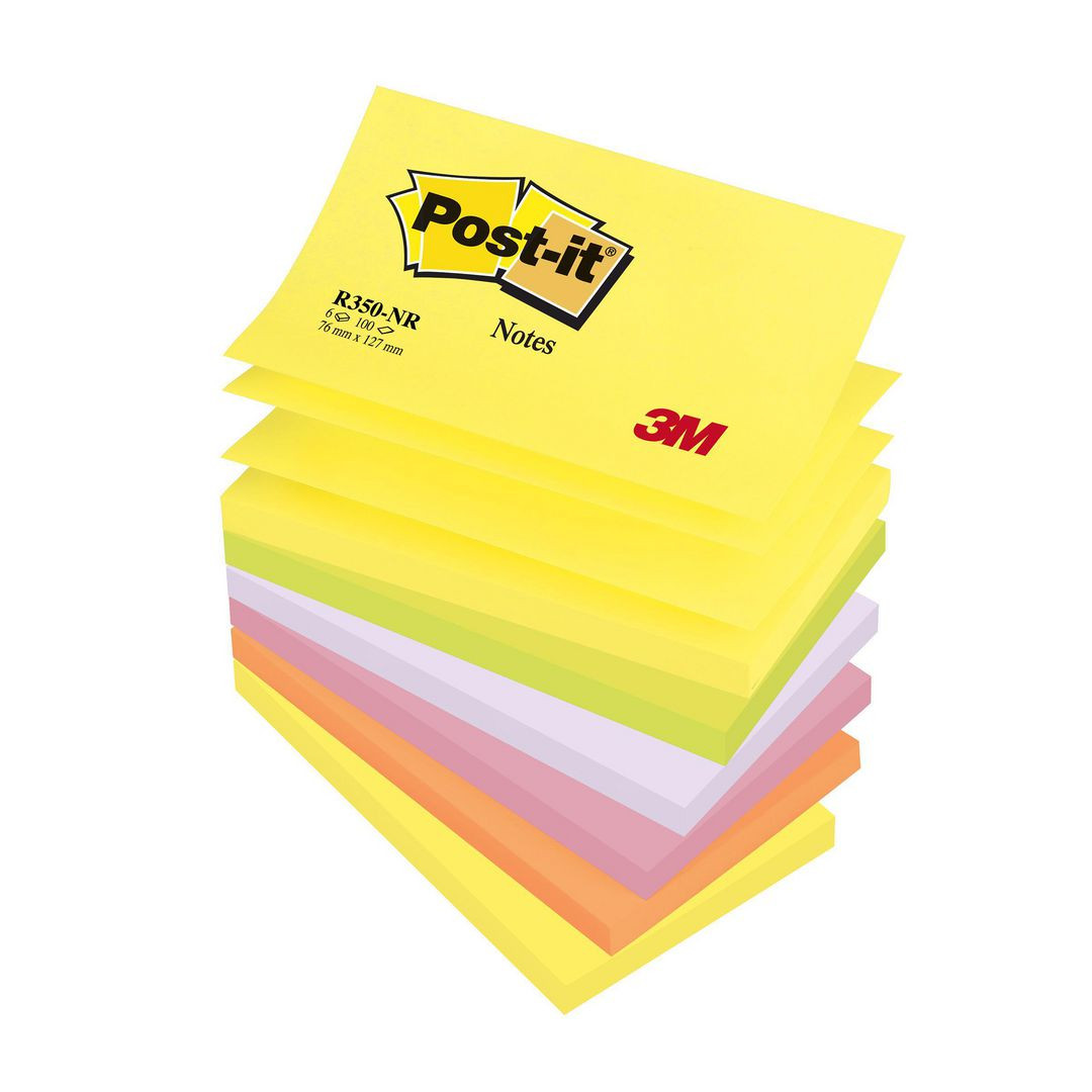 BildeNotes POST-IT Z-block 76x127mm neon 6/fp