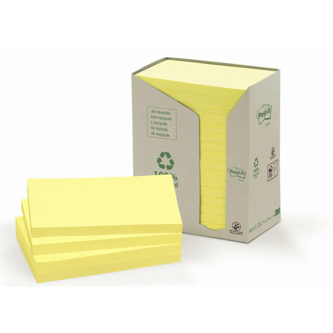 BildeNotes POST-IT 100% recy 127x76 gul 16/fp