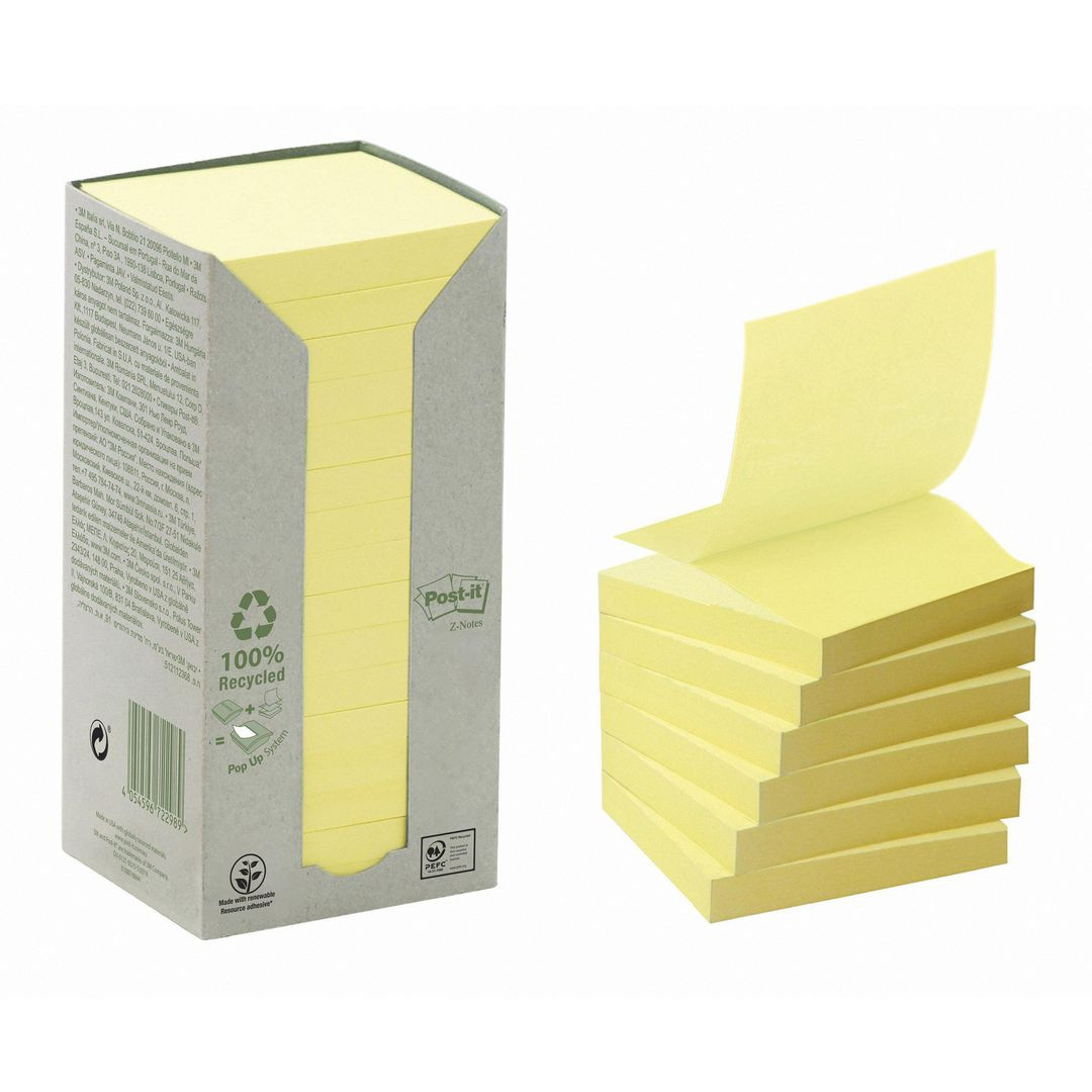 BildeNotes POST-IT Z-block rec 76x76gul 16/fp