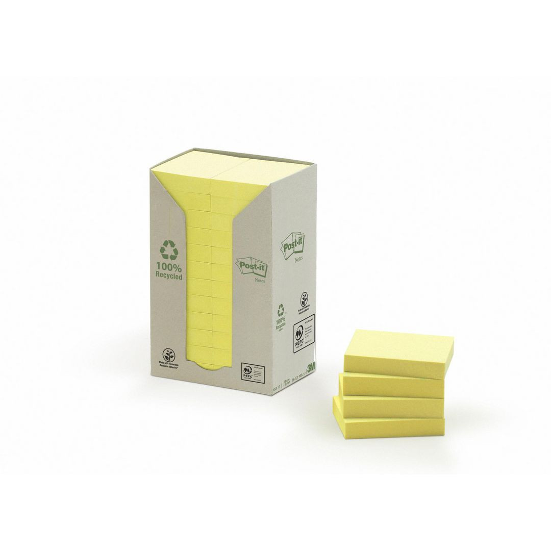 BildeNotes POST-IT 100% recy 38x51 gul 24/fp