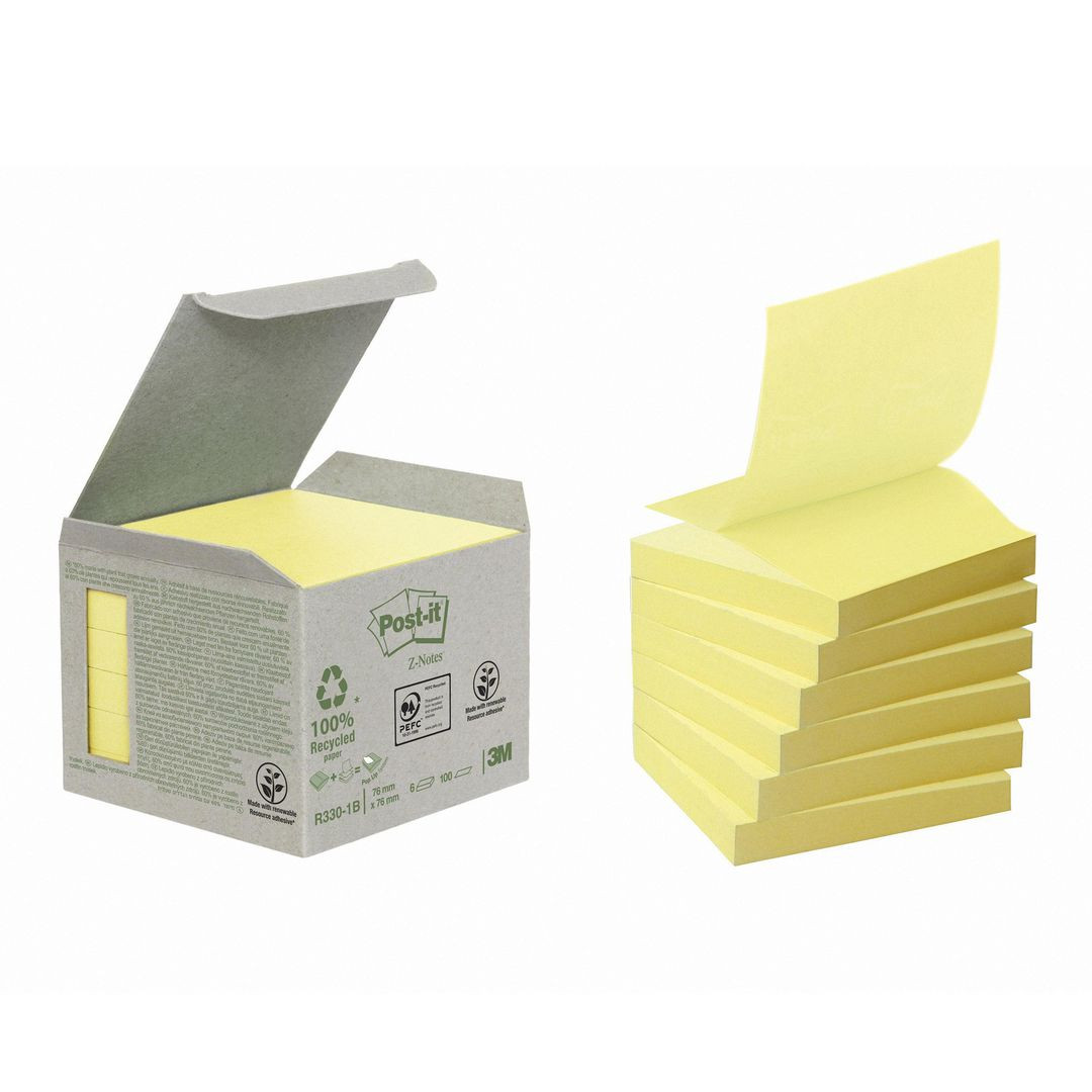 BildeNotes POST-IT Z-block 76x76mm gul 6/fp