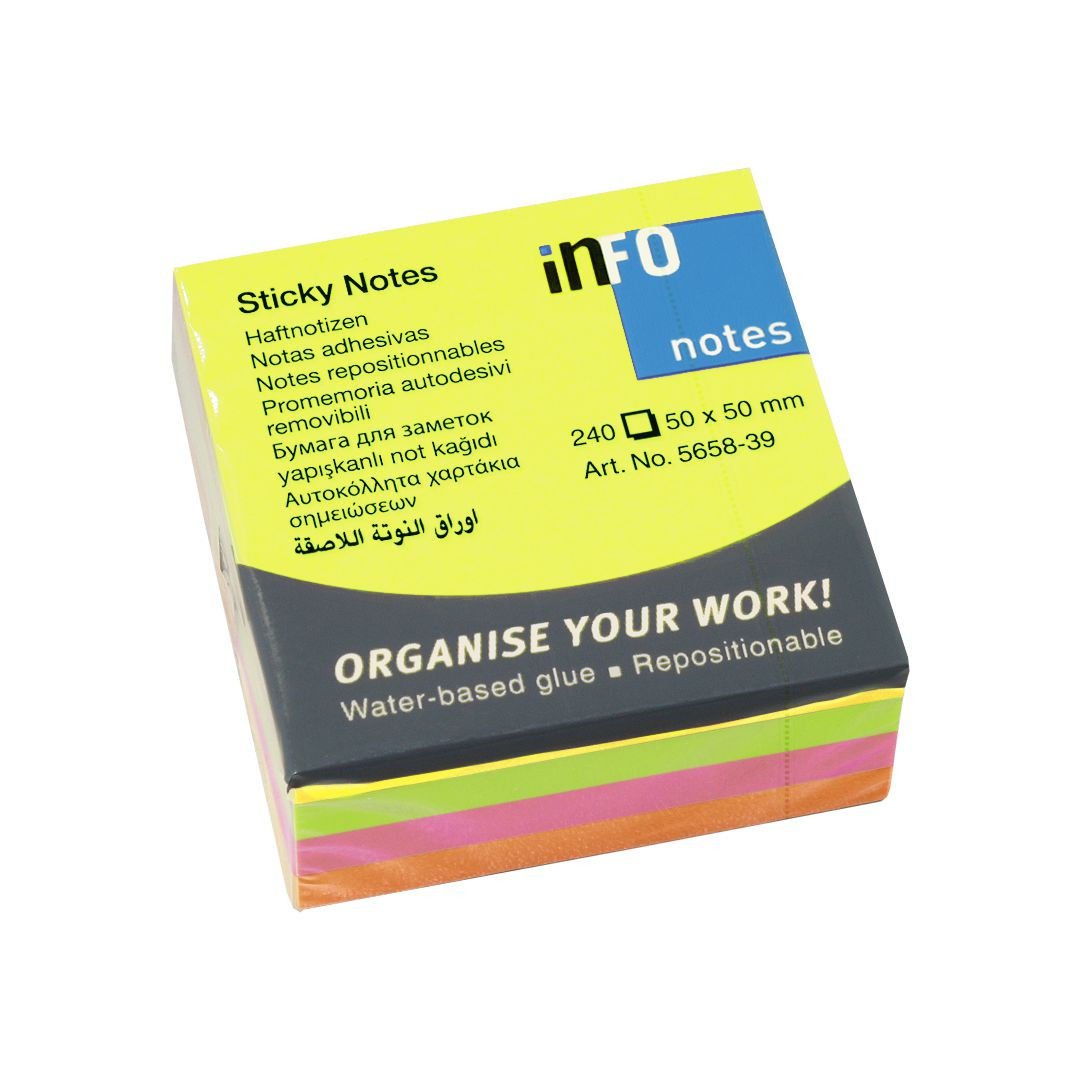 BildeNotes INFO NOTES kub 50x50mm neon