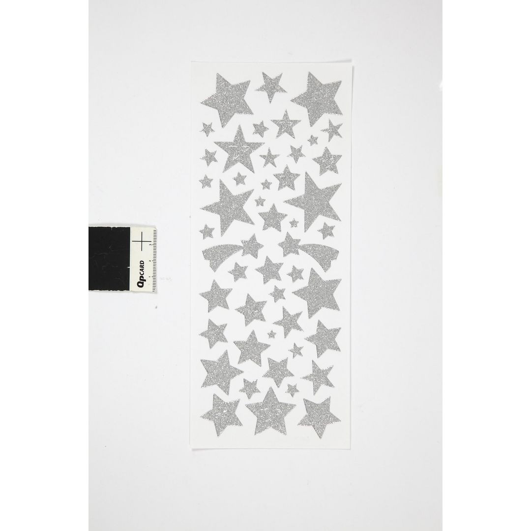 BildeGlitterstickers silver stjärnor 110/fp