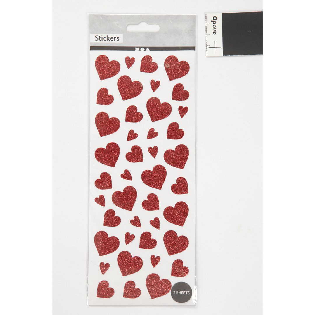 BildeGlitterstickers röd hjärtan 84/fp