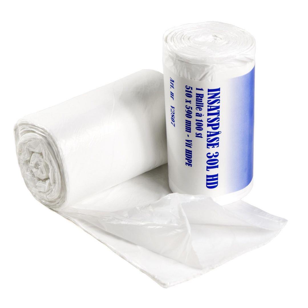 BildePapperskorgspåse HD 30L vit 100/rl