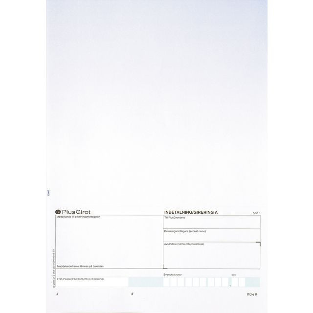 BildeStandardblankett talong Plusgiro 250/fp