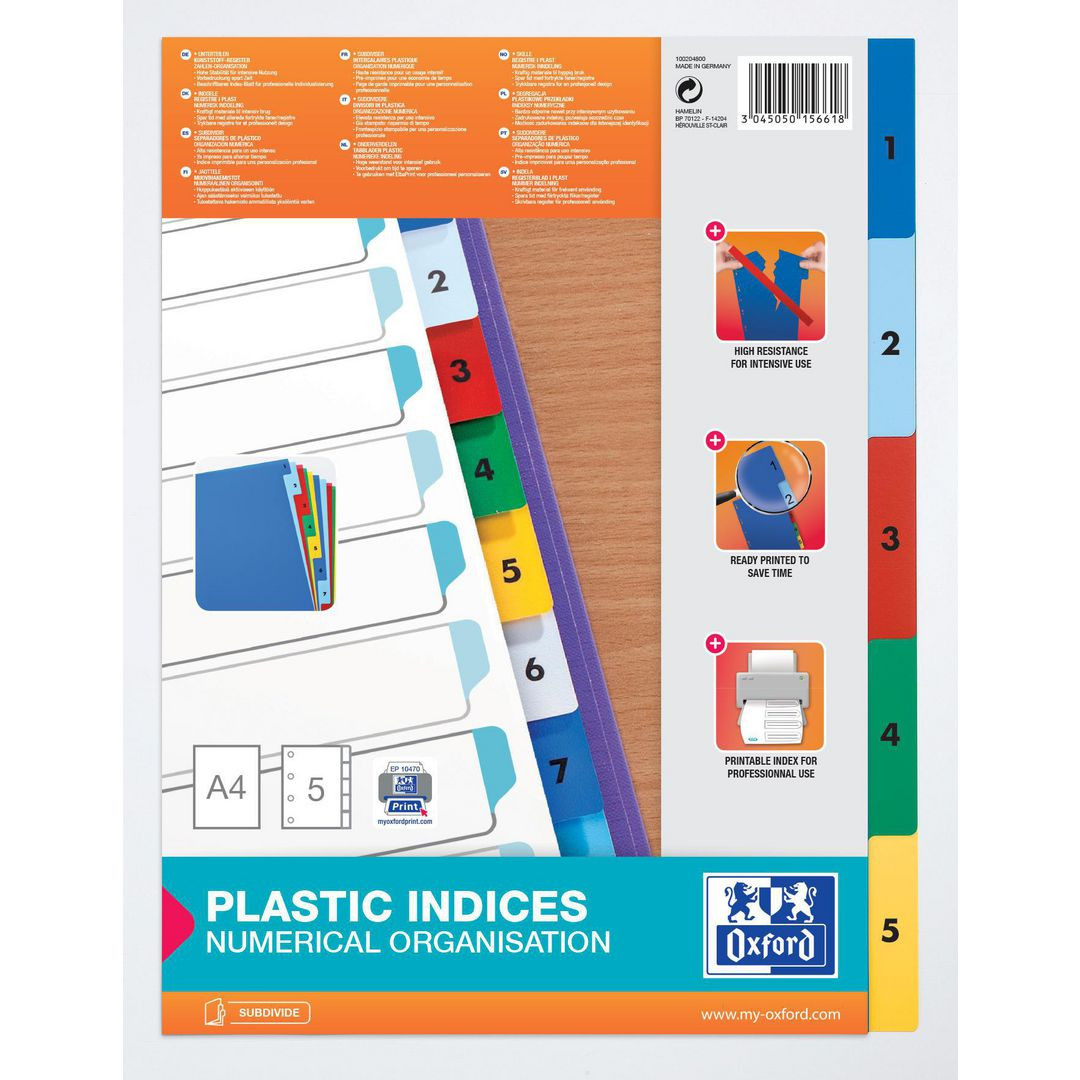 BildePlastregister OXFORD A4 1-5 olika färger