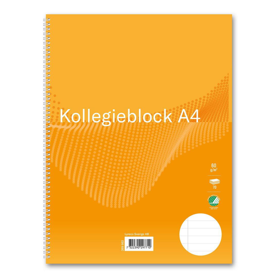 BildeKollegieblock FW A4 60g 70bl linj h gul