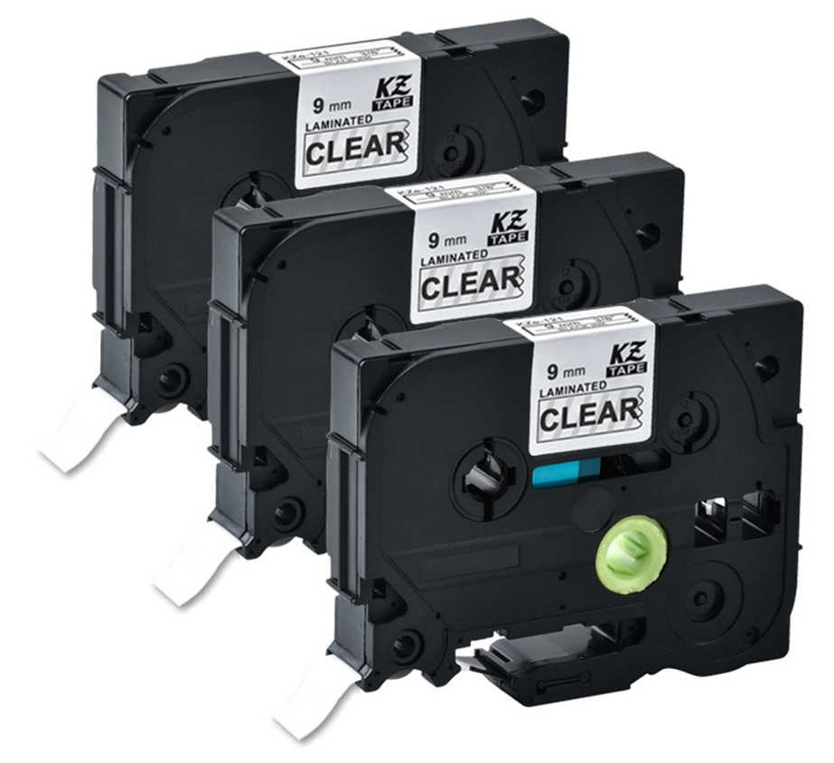 BildeBrother Tape, erstatter Brother P-Touch TZ-121 3-pakk Sort På Klar 9mm (8m)
