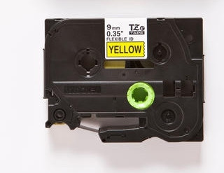 BildeBrother Tape, erstatter Brother P-Touch Sort på Gul 9mm (8m)