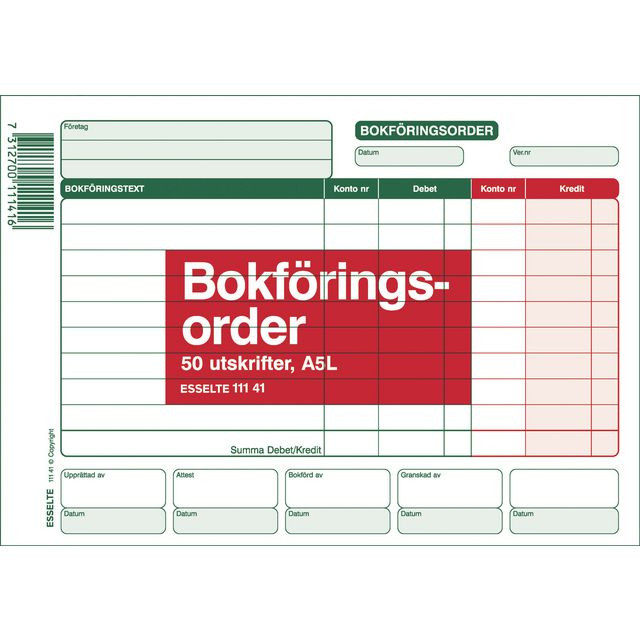 BildeBlankett bokföringsorder A5L 50 blad