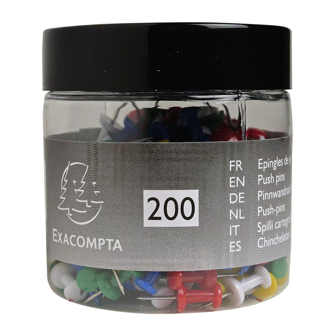 BildeKartnål EXACOMPTA 10mm sort.färg 200/fp