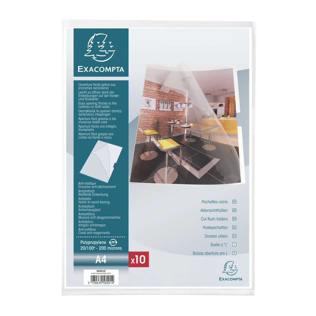 BildeAktmapp EXACOMPTA A4 0,20mm klar 10/fp