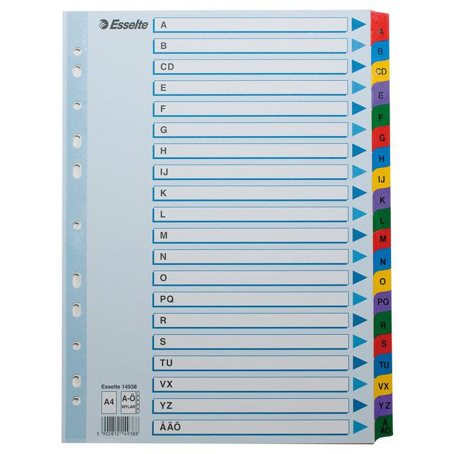 BildeKartongregister m. plastfl. A4 A-Ö färg