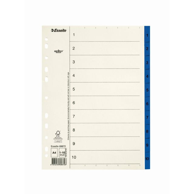 BildePappregister Servo A4 1-10 blå flik