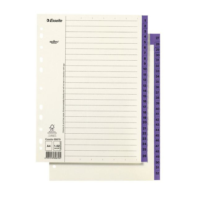 BildePappregister Servo A4 1-52 lila flik