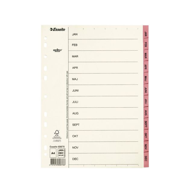 BildePappregister Servo A4 Jan-Dec rosa flik