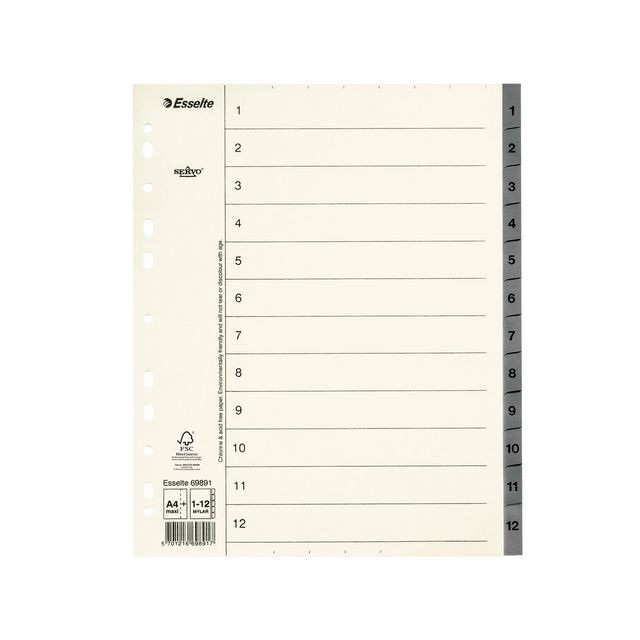 BildePappregister Servo System A4+ 1-12 grå