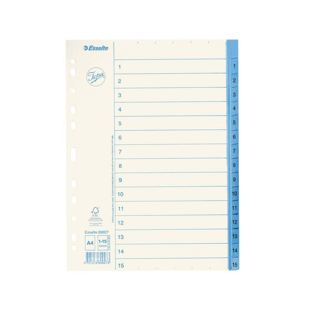 BildePappregister JOPA A4 1-15 vit/blå