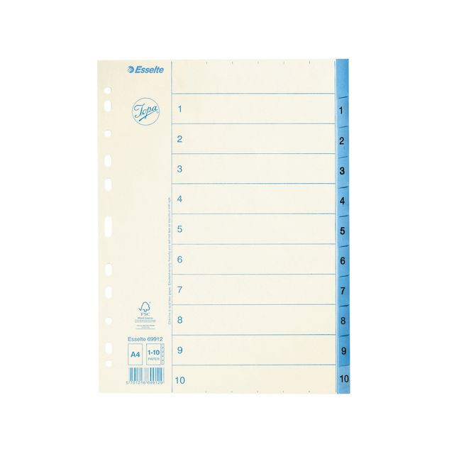 BildePappregister JOPA A4 1-10 vit/blå