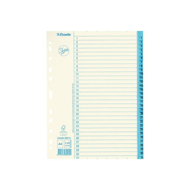 BildePappregister JOPA A4 1-31 vit/blå