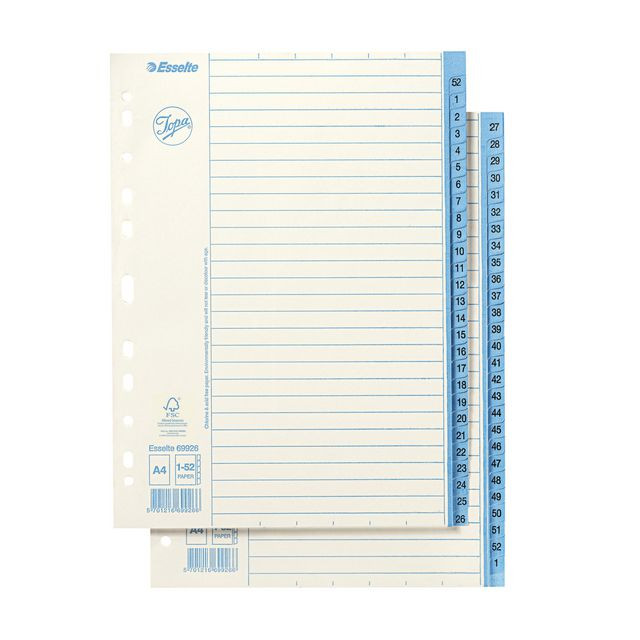 BildePappregister JOPA A4 1-52 vit/blå