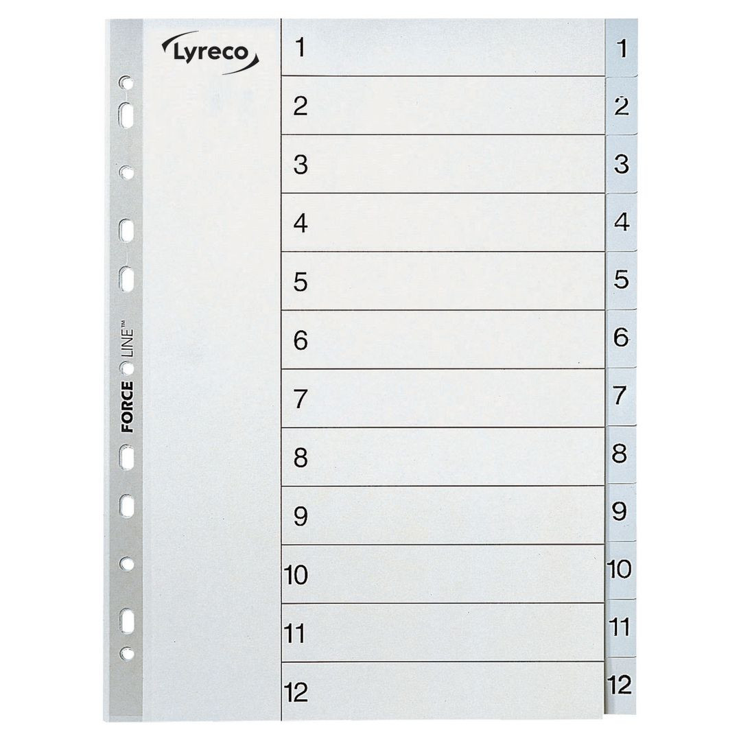 BildePlastregister LYRECO A4 PP 1-12 grå