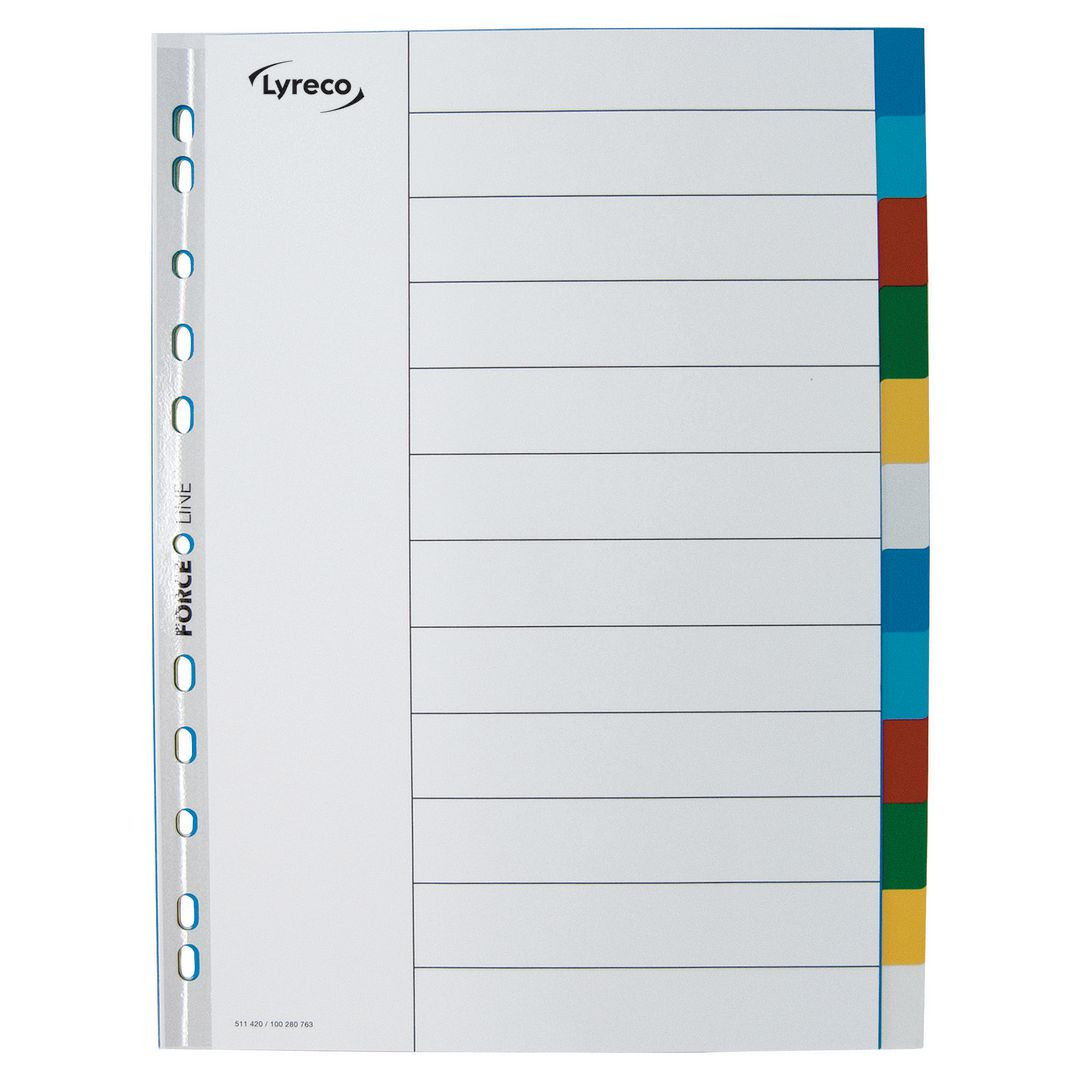 BildePlastregister LYRECO A4 PP 12-flik färg