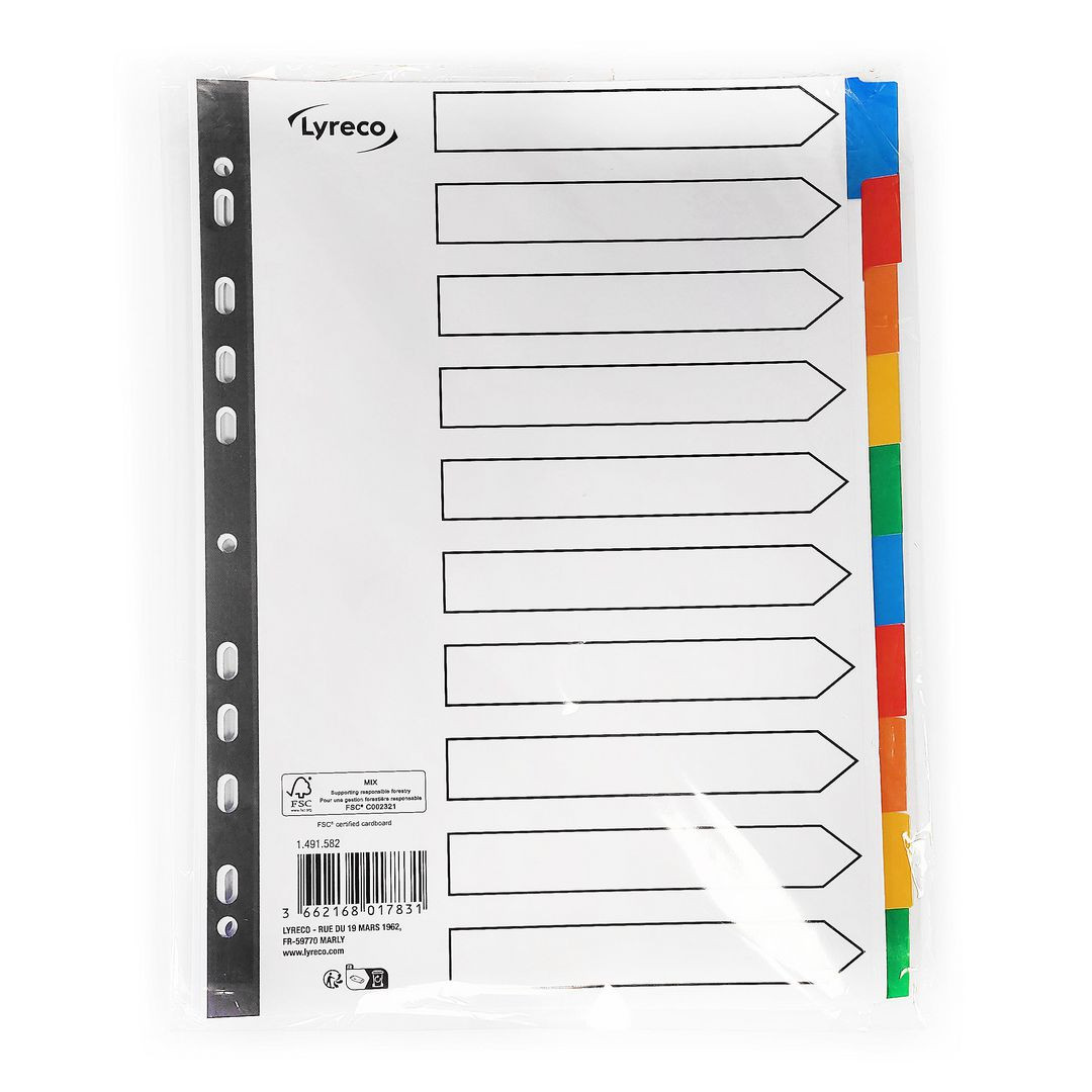 BildeKartongregister LYRECO A4 10-flik färger