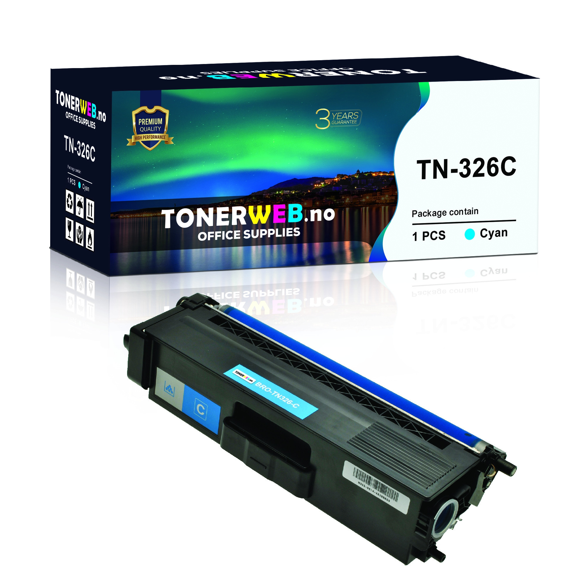 Brother TN326 C (cyan) toner 3500 sider - kompatibel