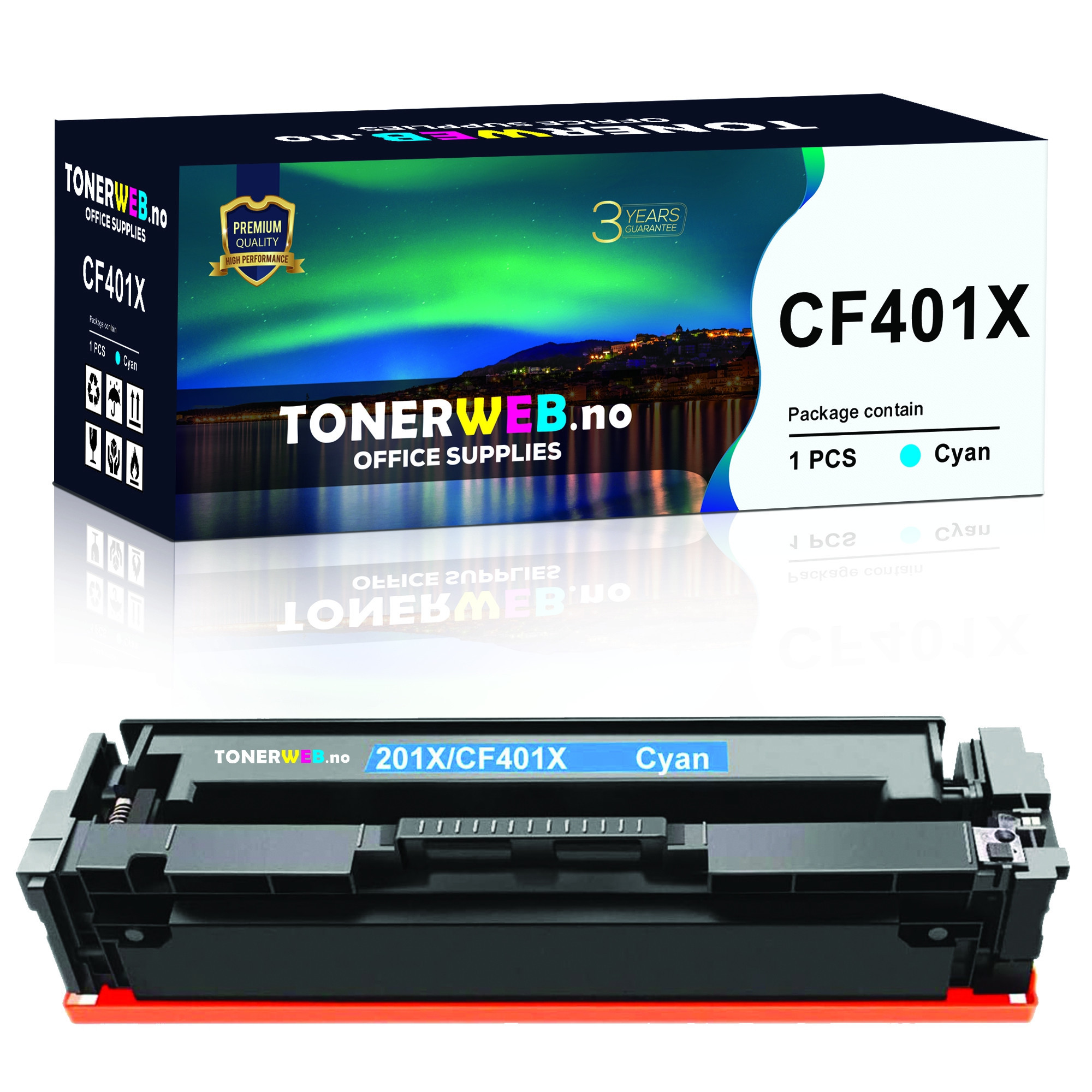HP 201X C (cyan) toner 2300 sider - kompatibel