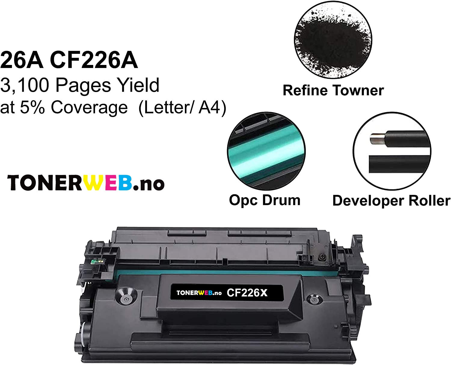 HP 26X BK (svart) toner 9000 sider - kompatibel