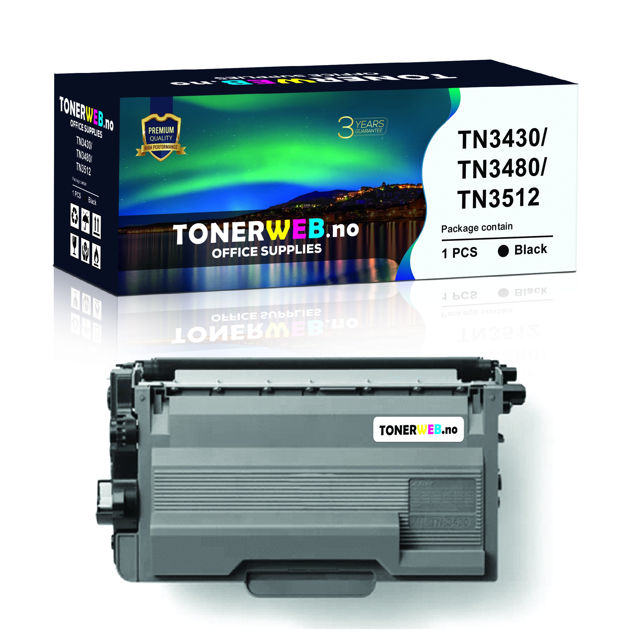 Brother TN3430 / TN3480 / TN3512 BK (svart) toner 8500 sider - kompatibel