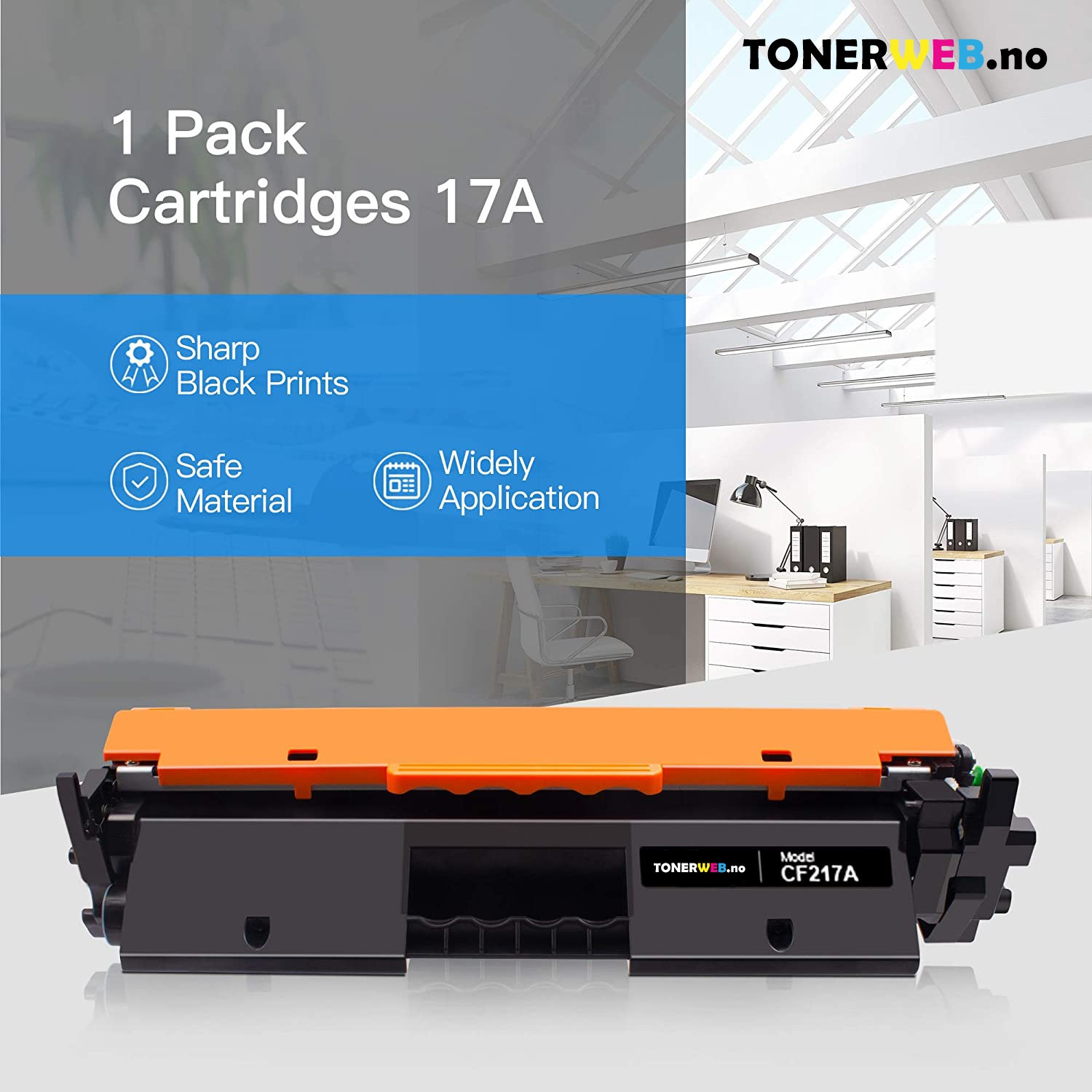 Tonerkassett, erstatter HP Toner Sort LaserJet 17A (1.600 sider)