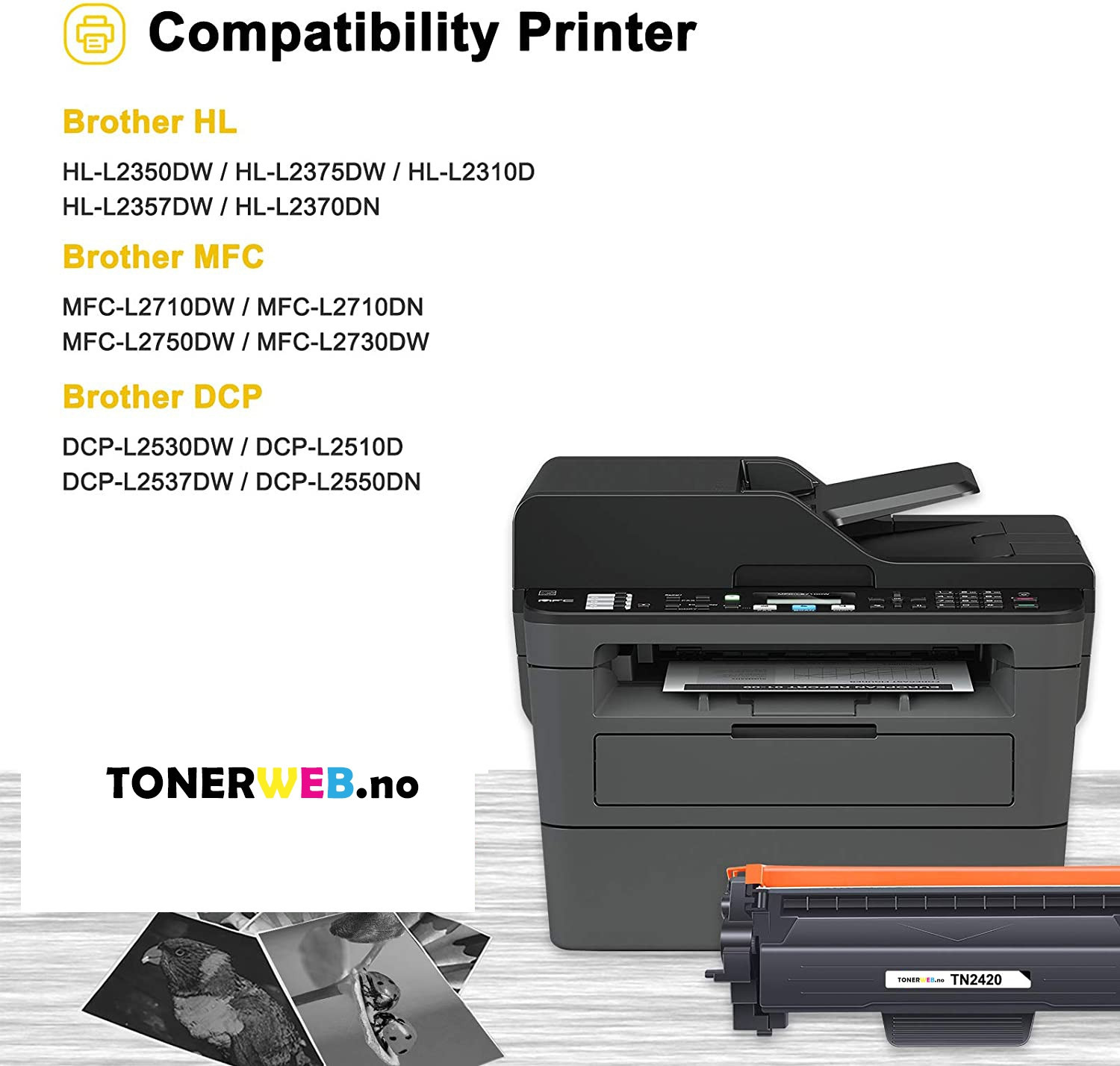 Brother TN2420 BK (svart) toner høykapasitet 3000 sider - kompatibel